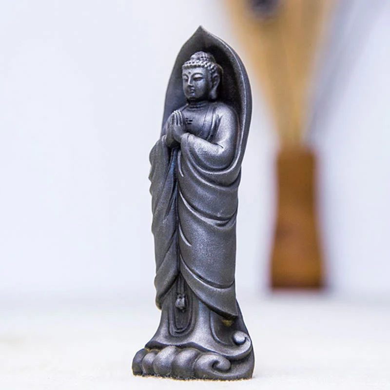 Decorazione della statua in resina colata di polvere di ferro Sakyamuni Buddha Namaste fatta a mano Buddha Stones - Image 15