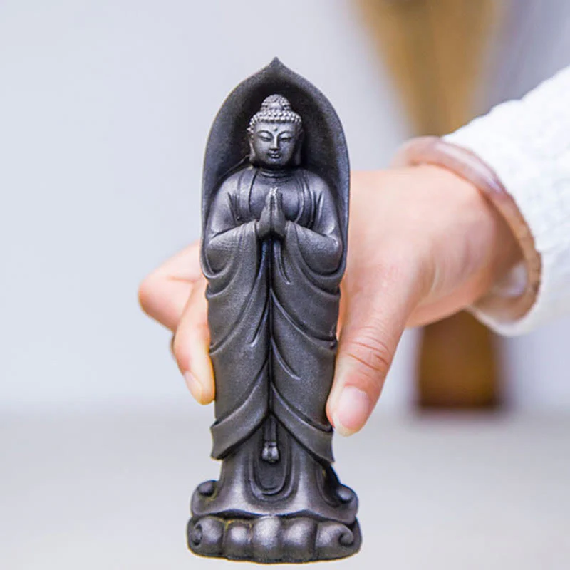 Decorazione della statua in resina colata di polvere di ferro Sakyamuni Buddha Namaste fatta a mano Buddha Stones - Image 17