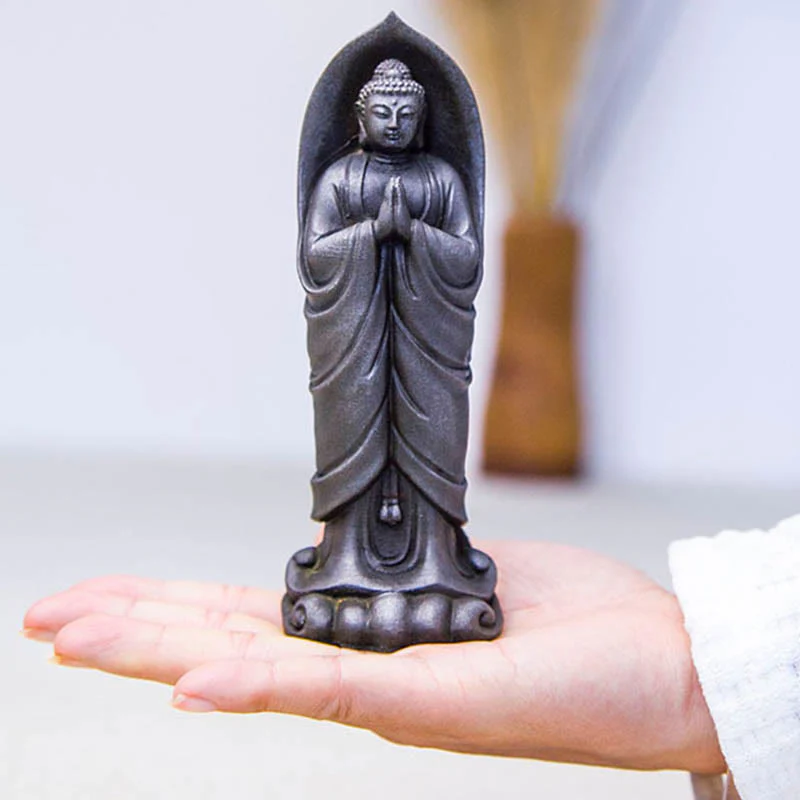 Decorazione della statua in resina colata di polvere di ferro Sakyamuni Buddha Namaste fatta a mano Buddha Stones - Image 18