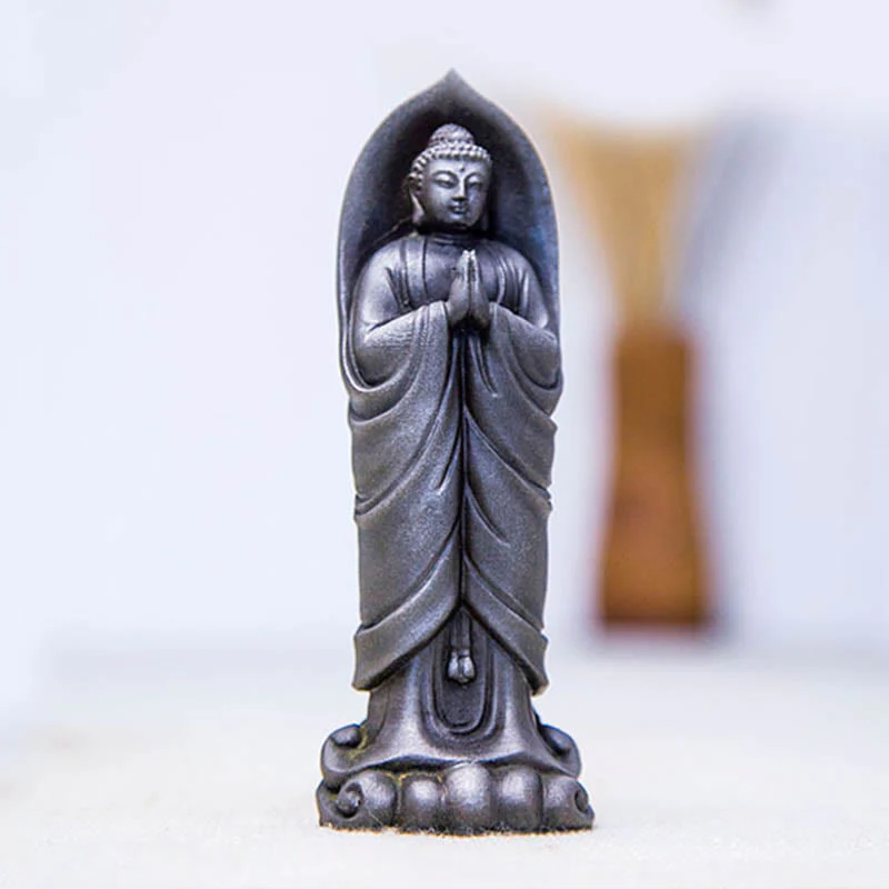 Decorazione della statua in resina colata di polvere di ferro Sakyamuni Buddha Namaste fatta a mano Buddha Stones - Image 21