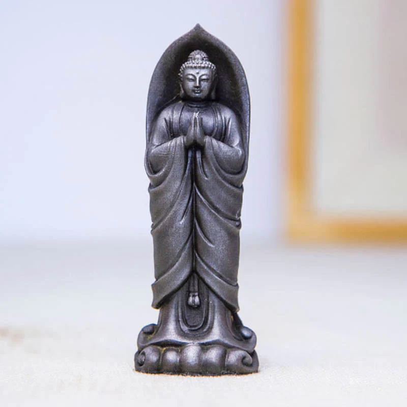 Decorazione della statua in resina colata di polvere di ferro Sakyamuni Buddha Namaste fatta a mano Buddha Stones - Image 22