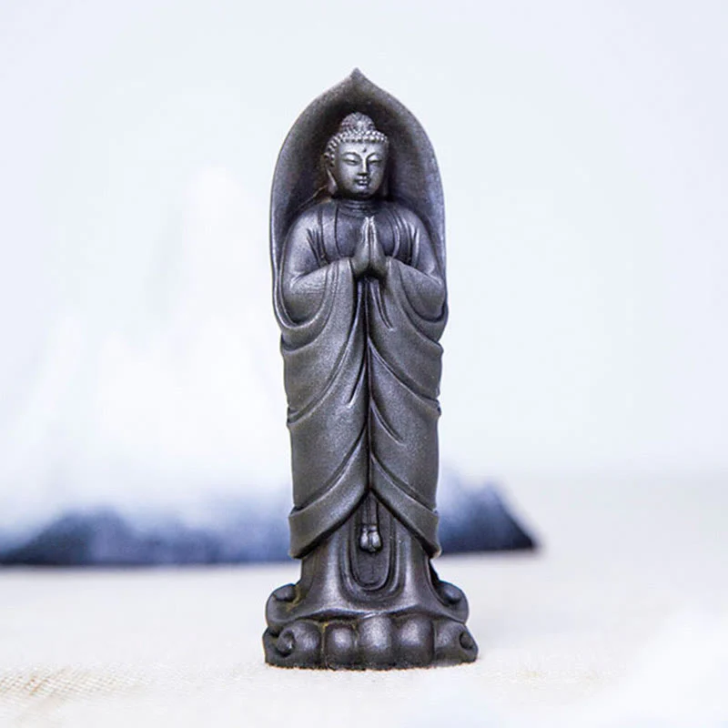 Decorazione della statua in resina colata di polvere di ferro Sakyamuni Buddha Namaste fatta a mano Buddha Stones - Image 23