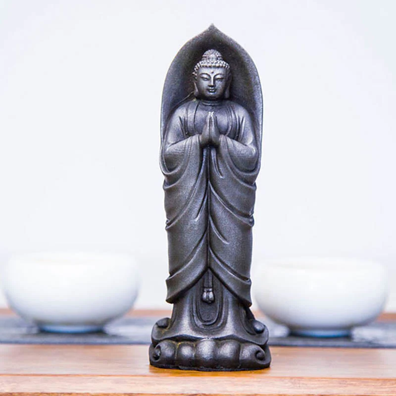 Decorazione della statua in resina colata di polvere di ferro Sakyamuni Buddha Namaste fatta a mano Buddha Stones - Image 24