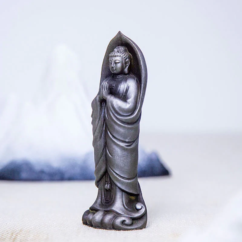Decorazione della statua in resina colata di polvere di ferro Sakyamuni Buddha Namaste fatta a mano Buddha Stones - Image 25