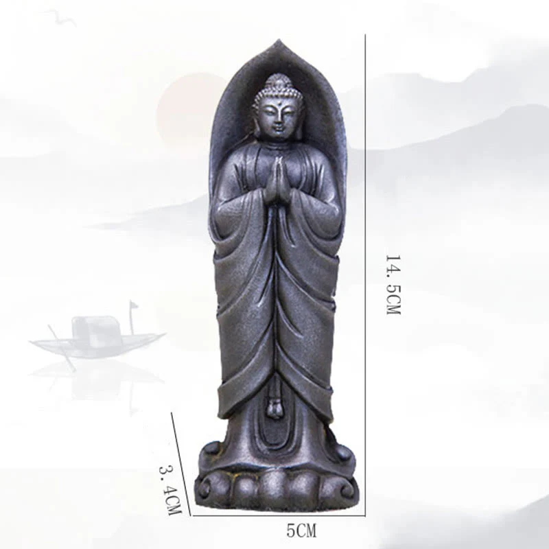 Decorazione della statua in resina colata di polvere di ferro Sakyamuni Buddha Namaste fatta a mano Buddha Stones - Image 26
