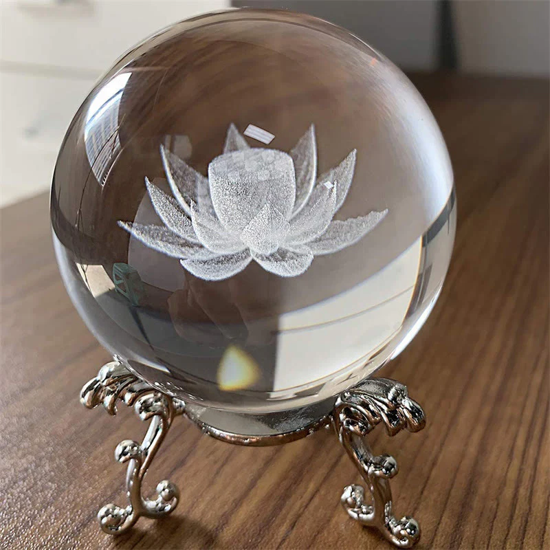 Decorazione di benedizione del loto del drago di cristallo bianco - Image 3