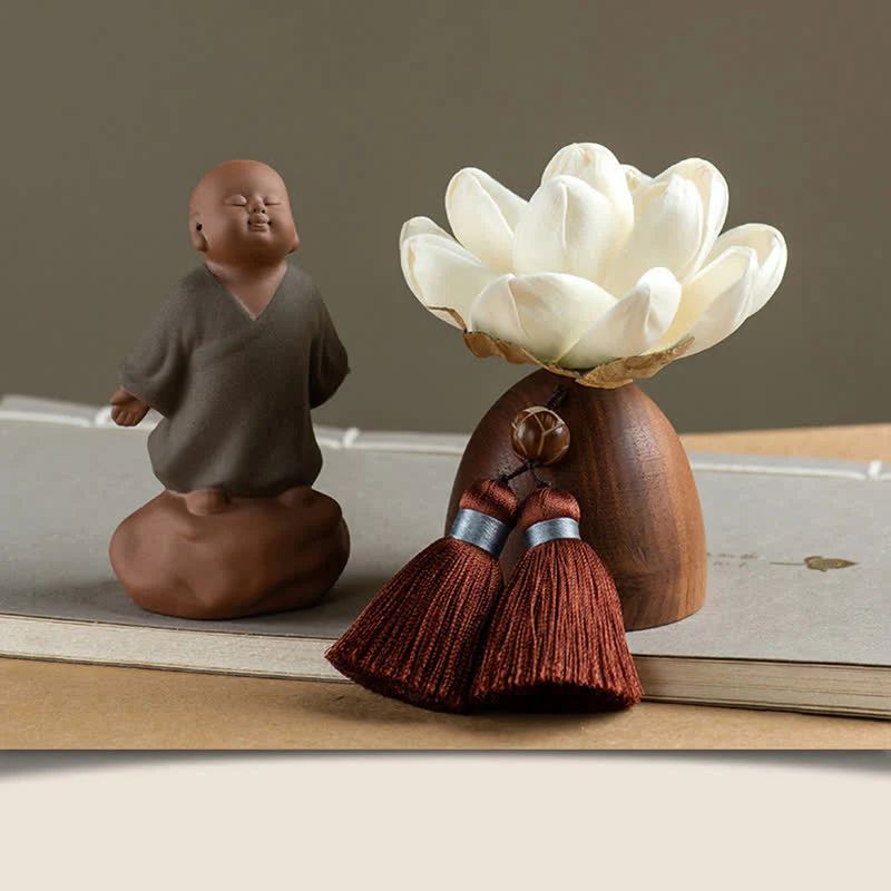 Decorazione di cura calma con fiore di Buddha in legno di pesca nera - Image 16