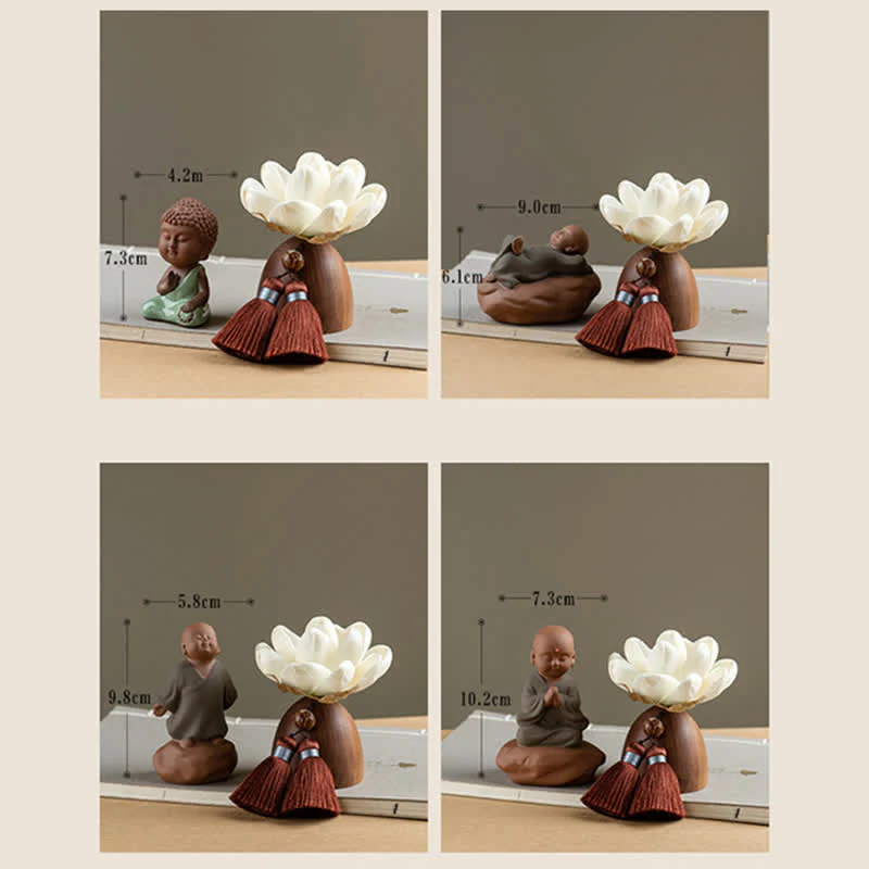 Decorazione di cura calma con fiore di Buddha in legno di pesca nera - Image 25