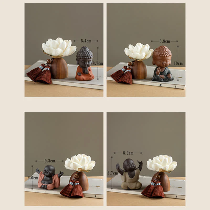 Decorazione di cura calma con fiore di Buddha in legno di pesca nera - Image 26
