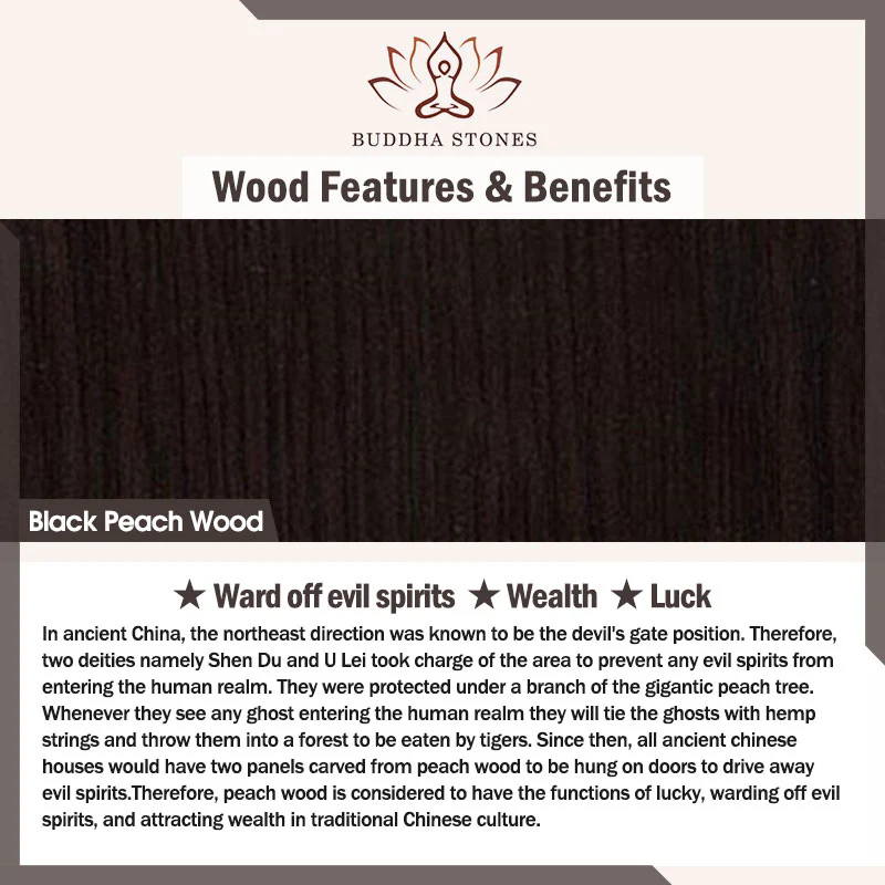 Decorazione di cura calma con fiore di Buddha in legno di pesca nera - Image 28