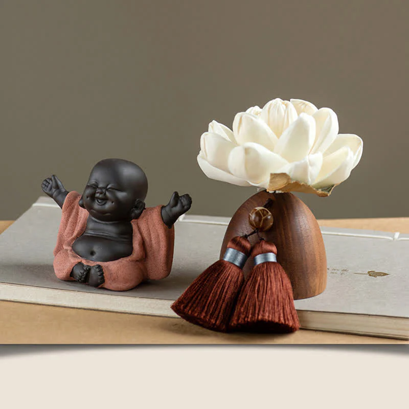 Decorazione di cura calma con fiore di Buddha in legno di pesca nera - Image 8