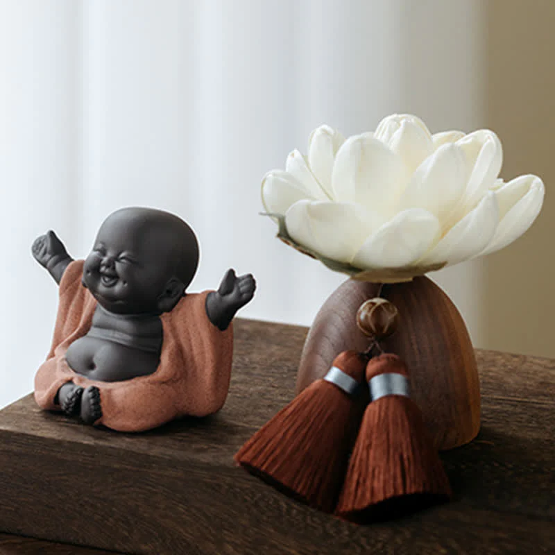 Decorazione di cura calma con fiore di Buddha in legno di pesca nera - Image 9