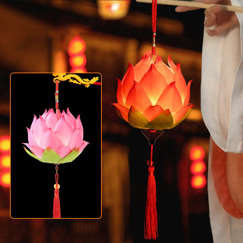 Decorazione lampada lanterna drago fiore di loto fai da Buddha Stones - Image 4
