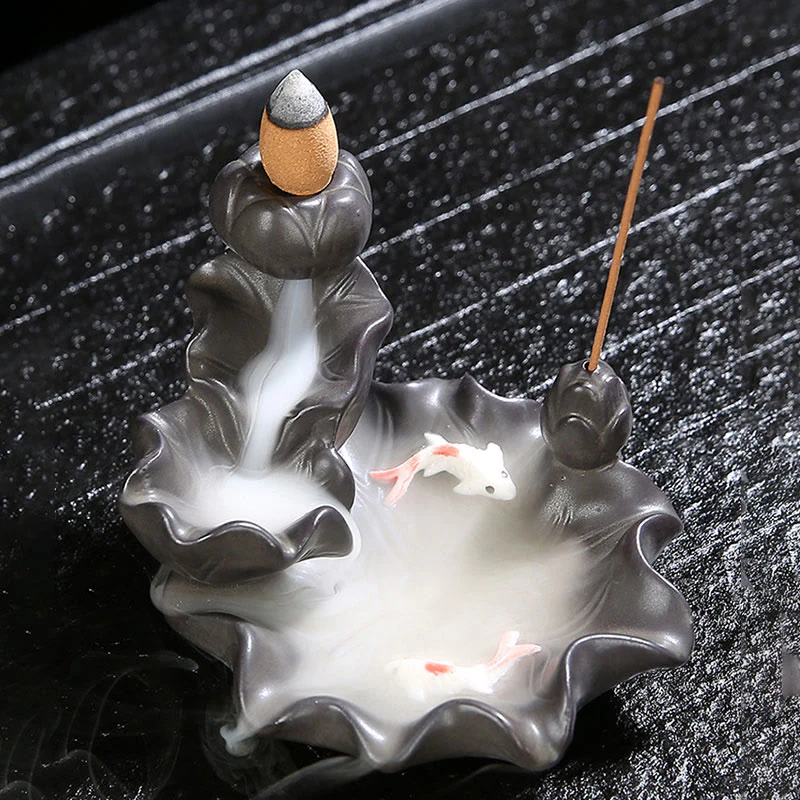 Decorazione per bruciatore di incenso portafortuna con pesce koi Buddha Stones - Image 4