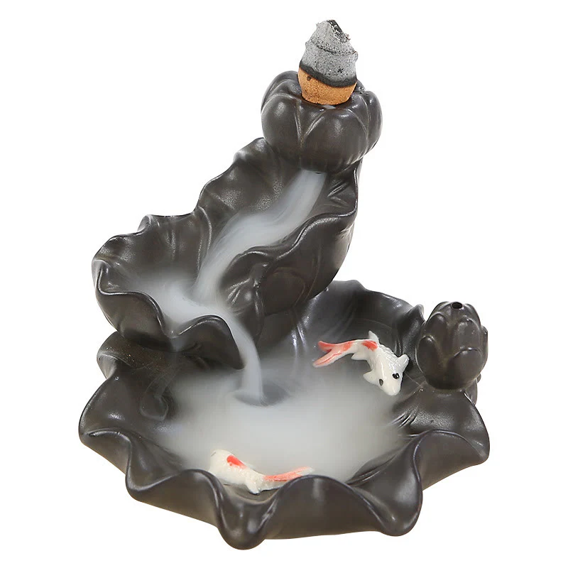 Decorazione per bruciatore di incenso portafortuna con pesce koi Buddha Stones - Image 9