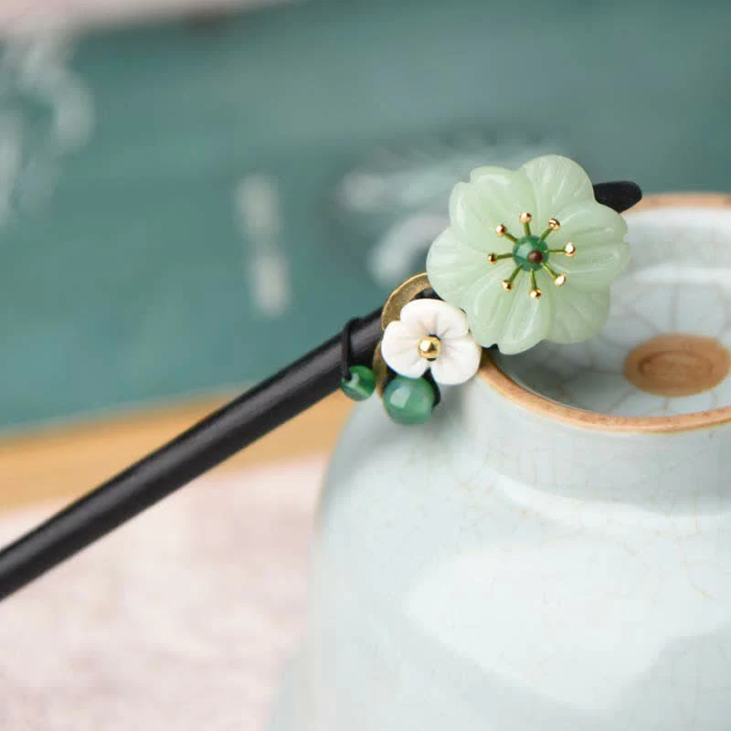Decorazione per forcina con fiore di agata verde e Buddha Stones, positività - Image 3