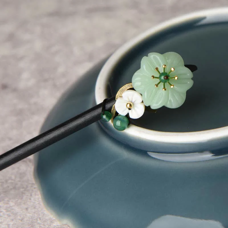 Decorazione per forcina con fiore di agata verde e Buddha Stones, positività - Image 7