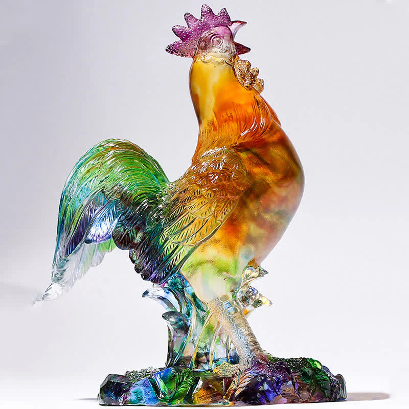 Decorazione per la casa fatta a mano in cristallo Liuli, raffigurante un gallo. - Image 10