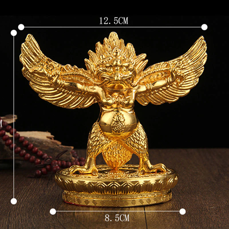 Decorazione per la casa in lega di protezione per uccelli Garuda in oro tibetano - Image 14
