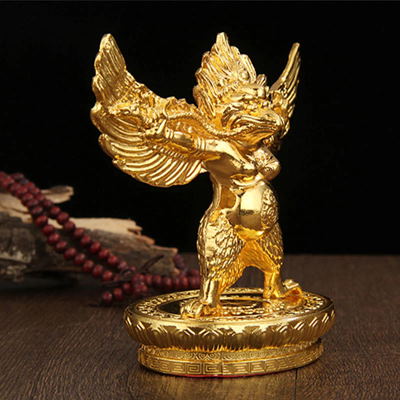 Decorazione per la casa in lega di protezione per uccelli Garuda in oro tibetano - Image 2