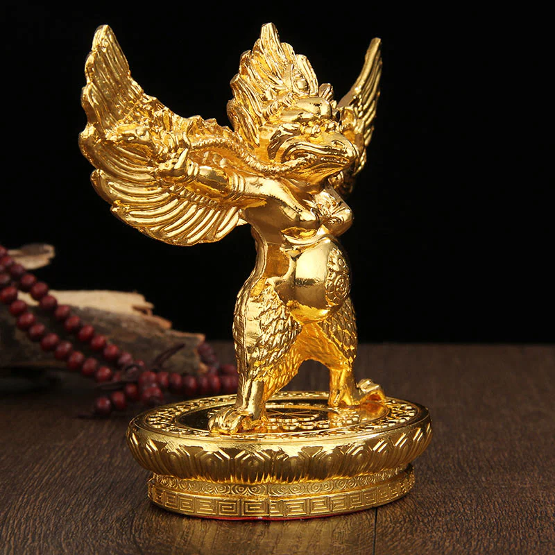 Decorazione per la casa in lega di protezione per uccelli Garuda in oro tibetano - Image 5