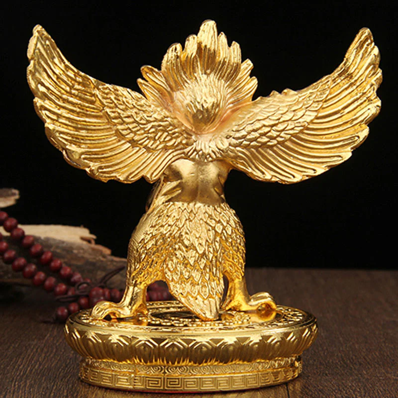 Decorazione per la casa in lega di protezione per uccelli Garuda in oro tibetano - Image 8