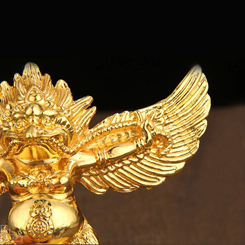 Decorazione per la casa in lega di protezione per uccelli Garuda in oro tibetano - Image 9