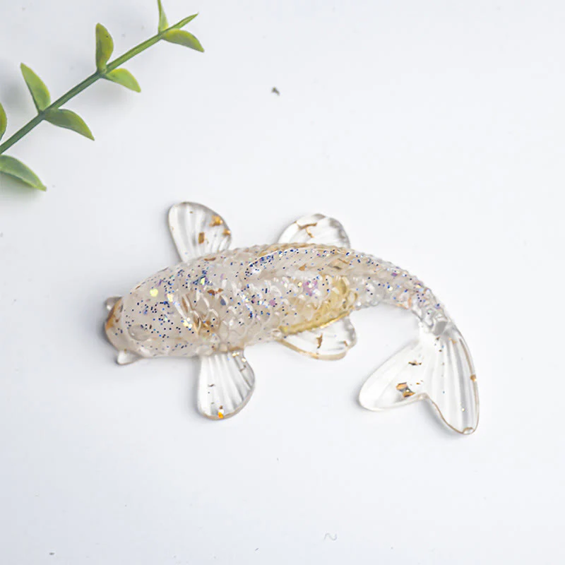 Decorazione portafortuna in resina epossidica con schegge di cristallo di pesce koi Buddha Stones - Image 19