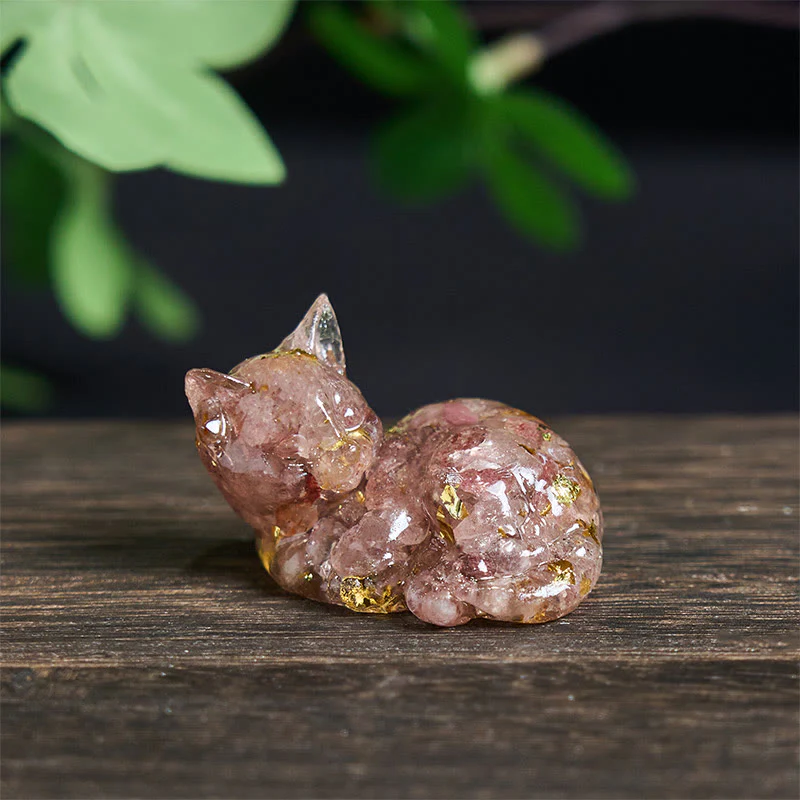 Decorazione positiva per piccoli gatti in resina epossidica con schegge di cristallo Buddha Stones - Image 11