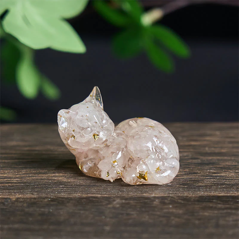 Decorazione positiva per piccoli gatti in resina epossidica con schegge di cristallo Buddha Stones - Image 14