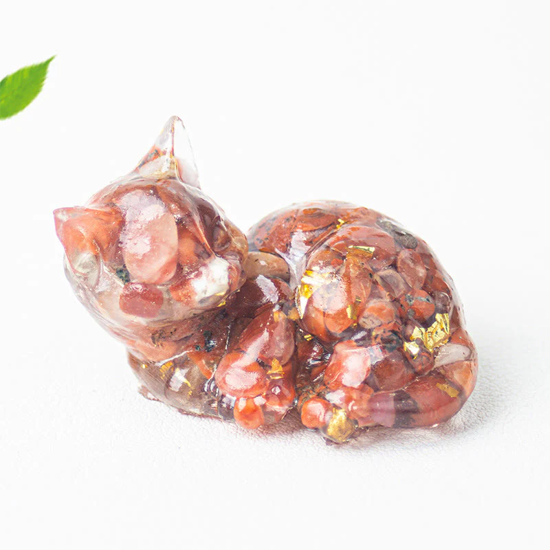 Decorazione positiva per piccoli gatti in resina epossidica con schegge di cristallo Buddha Stones - Image 21