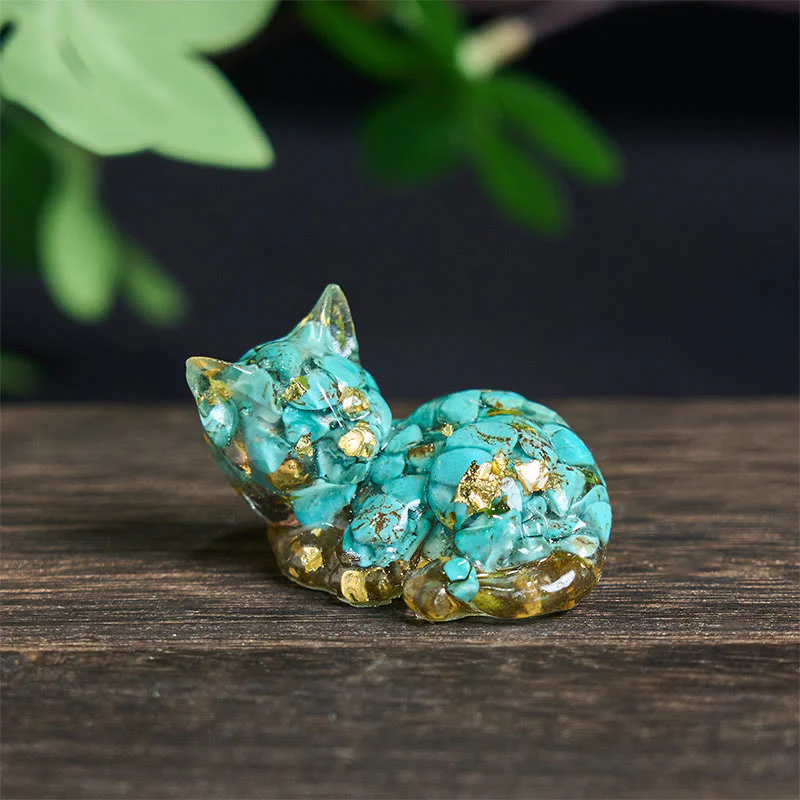 Decorazione positiva per piccoli gatti in resina epossidica con schegge di cristallo Buddha Stones - Image 29