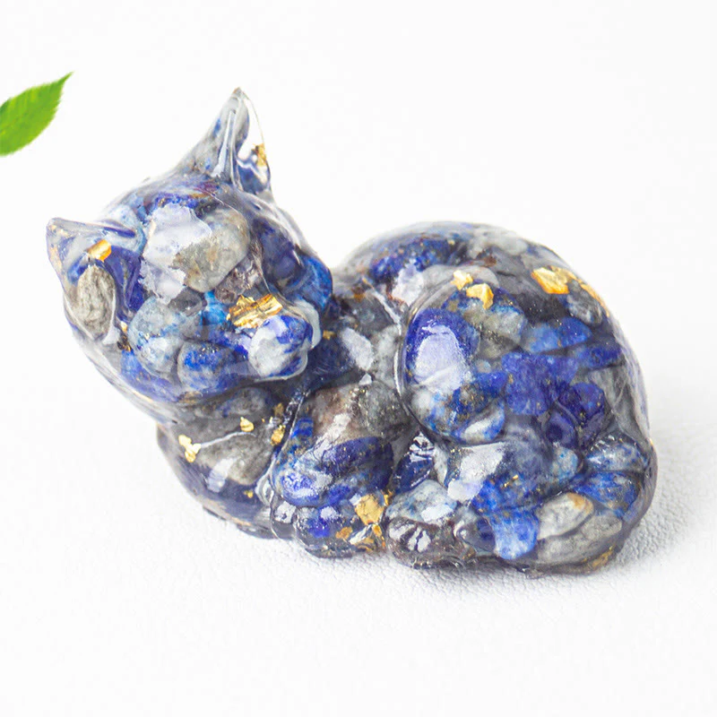 Decorazione positiva per piccoli gatti in resina epossidica con schegge di cristallo Buddha Stones - Image 7