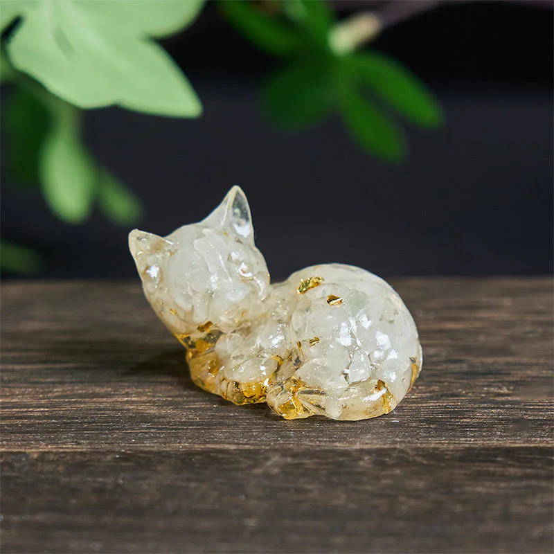 Decorazione positiva per piccoli gatti in resina epossidica con schegge di cristallo Buddha Stones - Image 8