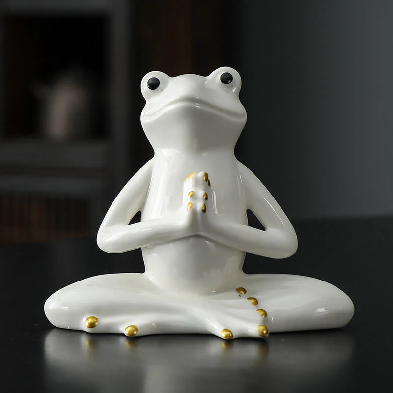 Decorazione statua rana zen in ceramica meditante - Image 4