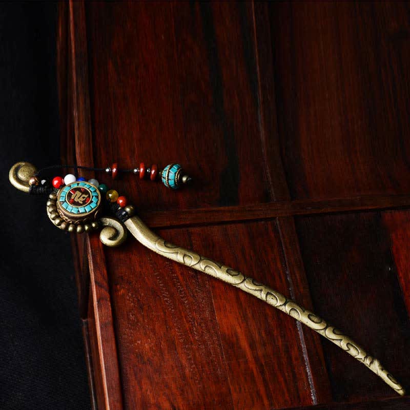 Decorazioni per capelli con forcina di protezione in agata turchese tibetana - Image 4