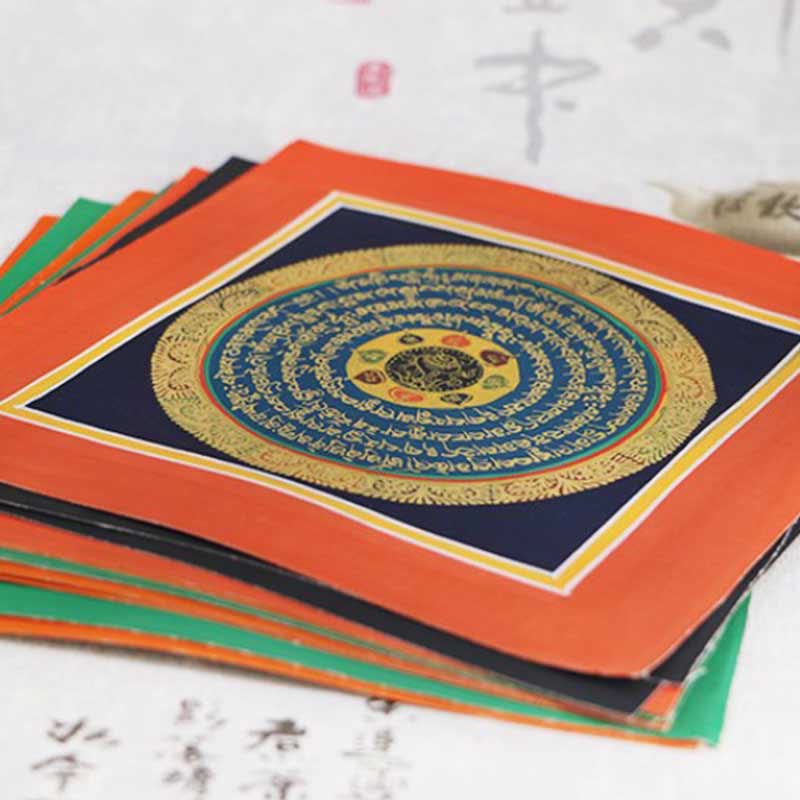 Dipinto Thangka tibetano fatto a mano, benedizione spirituale, scatola cieca, motivo a colori casuali - Image 7