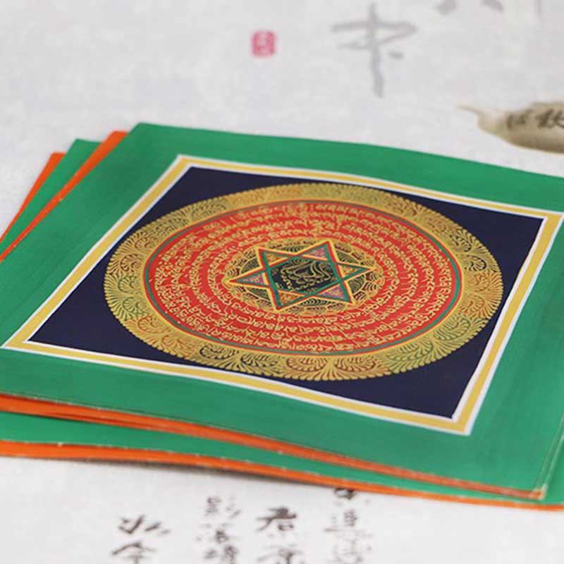 Dipinto Thangka tibetano fatto a mano, benedizione spirituale, scatola cieca, motivo a colori casuali - Image 8