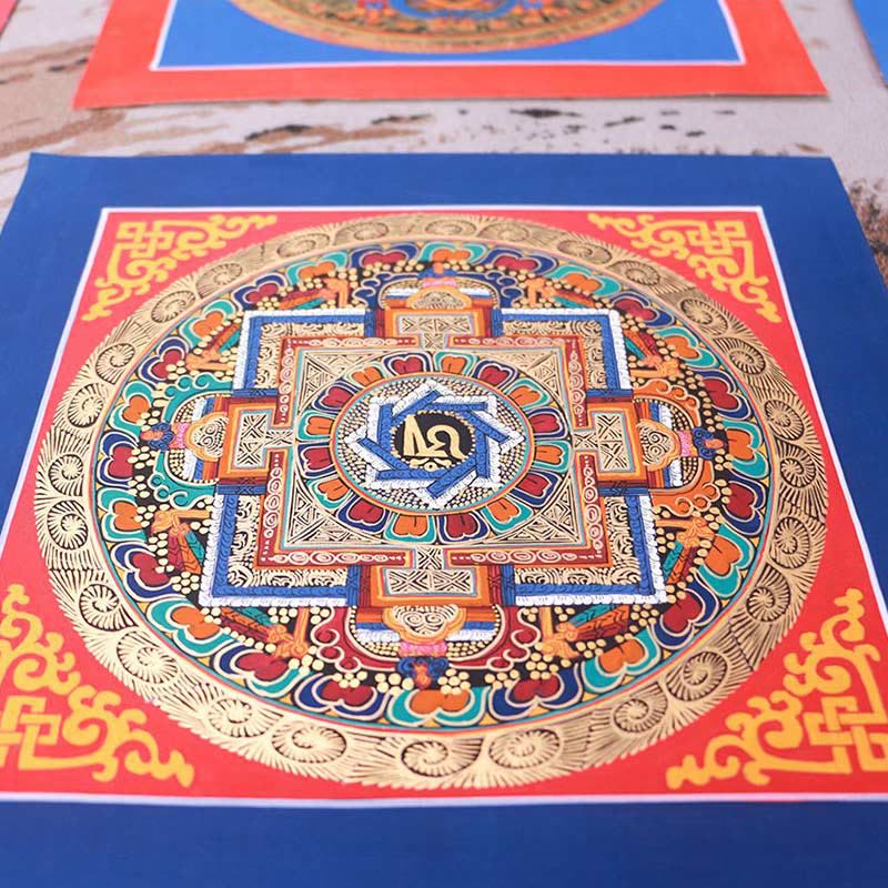 Dipinto Thangka tibetano fatto a mano, benedizione Thangka, scatola cieca, motivo a colori casuali - Image 11