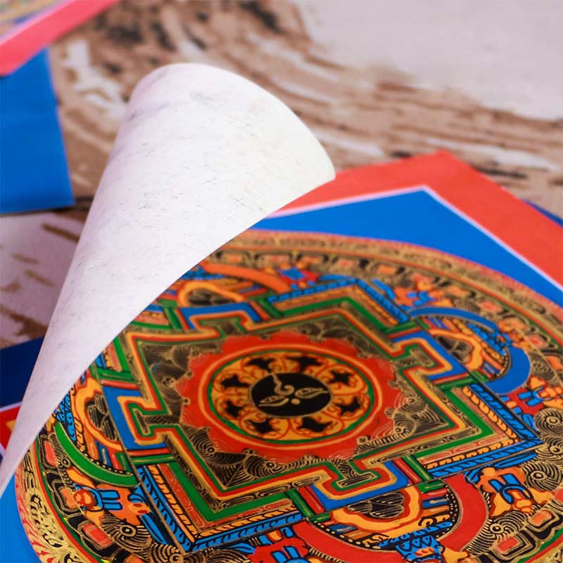 Dipinto Thangka tibetano fatto a mano, benedizione Thangka, scatola cieca, motivo a colori casuali - Image 12