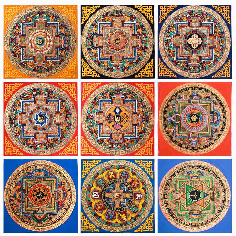 Dipinto Thangka tibetano fatto a mano, benedizione Thangka, scatola cieca, motivo a colori casuali - Image 17