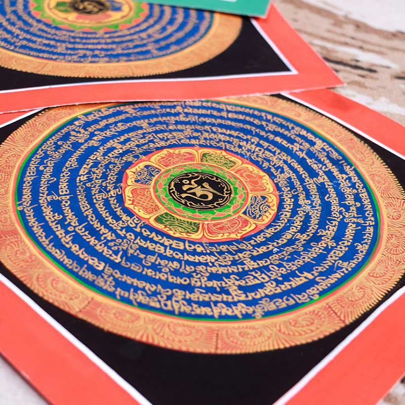 Dipinto Thangka tibetano fatto a mano, benedizione Thangka, scatola cieca, motivo a colori casuali - Image 5