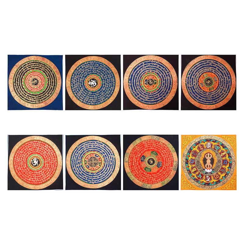 Dipinto Thangka tibetano fatto a mano, benedizione Thangka, scatola cieca, motivo a colori casuali - Image 8