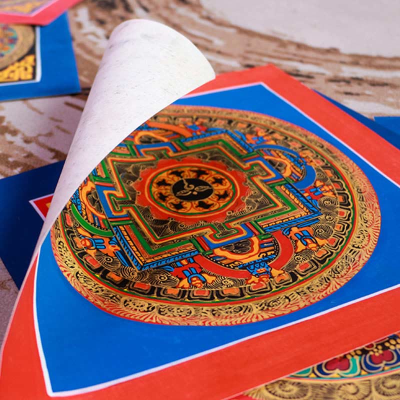 Dipinto Thangka tibetano fatto a mano, benedizione Thangka, scatola cieca, motivo a colori casuali - Image 9