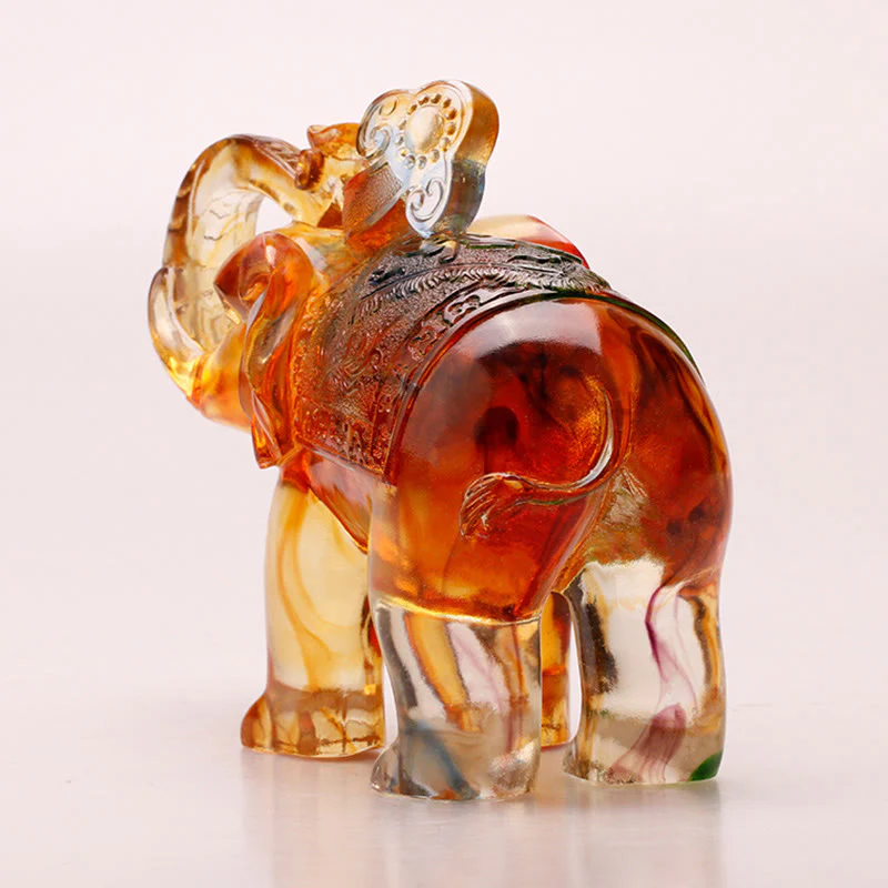 Buddha Stones fatte a mano in cristallo Liuli, pezzo d'arte raffigurante un elefante, saggezza e ricchezza, decorazione per la casa - Image 10