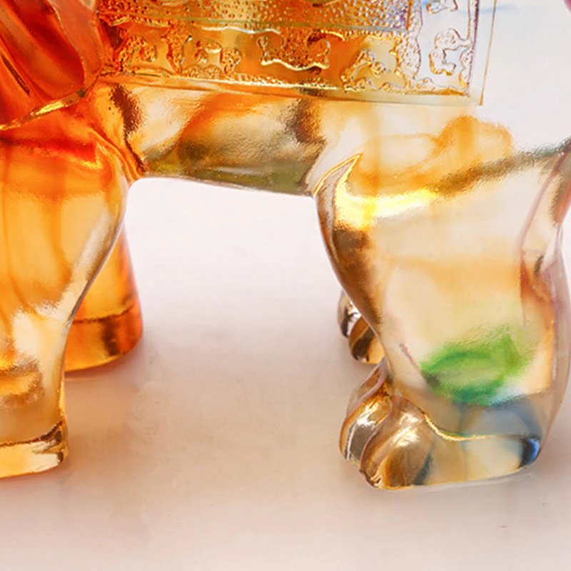 Buddha Stones fatte a mano in cristallo Liuli, pezzo d'arte raffigurante un elefante, saggezza e ricchezza, decorazione per la casa - Image 16