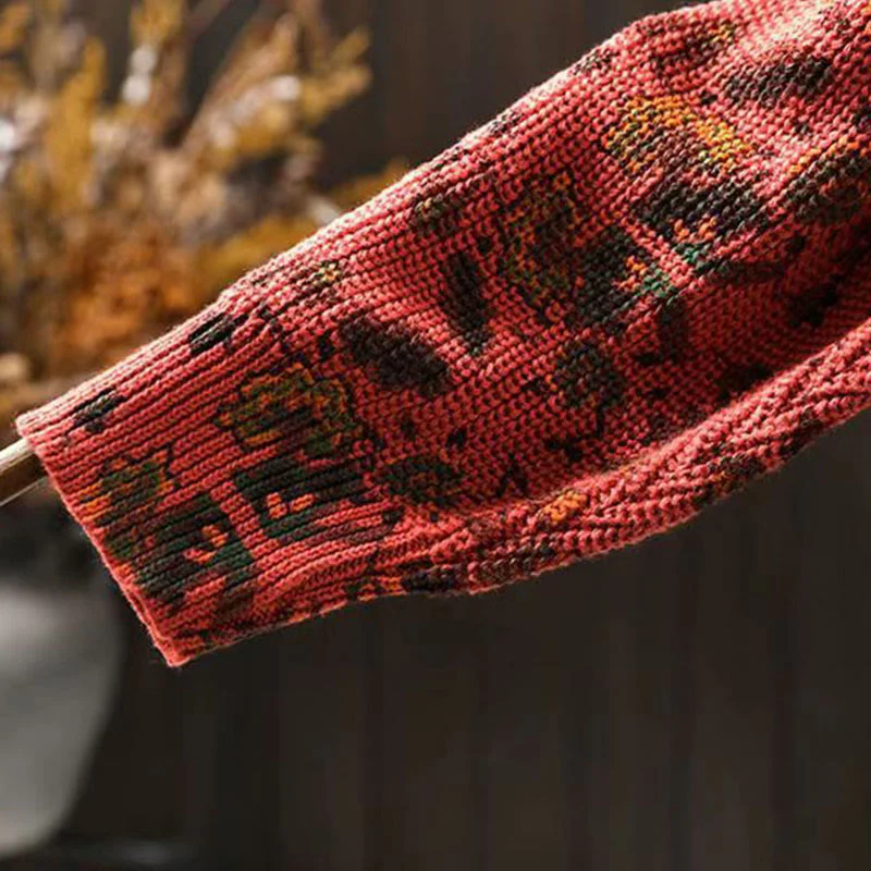 Felpa con cappuccio da donna in cotone a maniche lunghe con motivo a fiori geometrici a righe Buddha Stones - Image 8