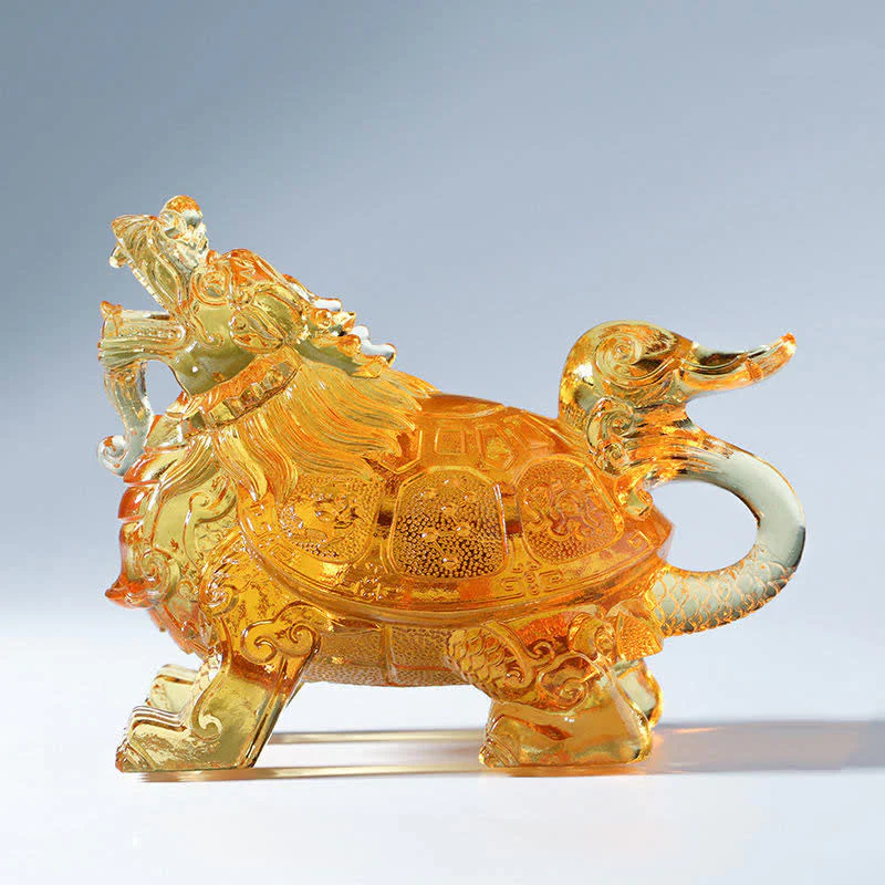 Feng Shui Drago Tartaruga Fatto a Mano Liuli Cristallo Arte Pezzo Decorazione Casa Ufficio - Image 12