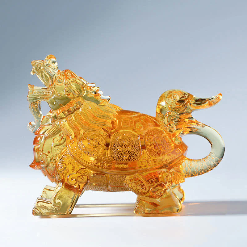 Feng Shui Drago Tartaruga Fatto a Mano Liuli Cristallo Arte Pezzo Decorazione Casa Ufficio - Image 14