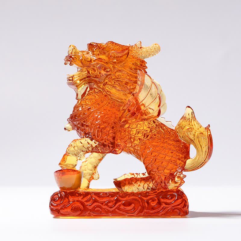 Feng Shui Kirin Fatto a mano Liuli Cristallo Arte Pezzo Fortuna Casa Ufficio Decorazione - Image 12